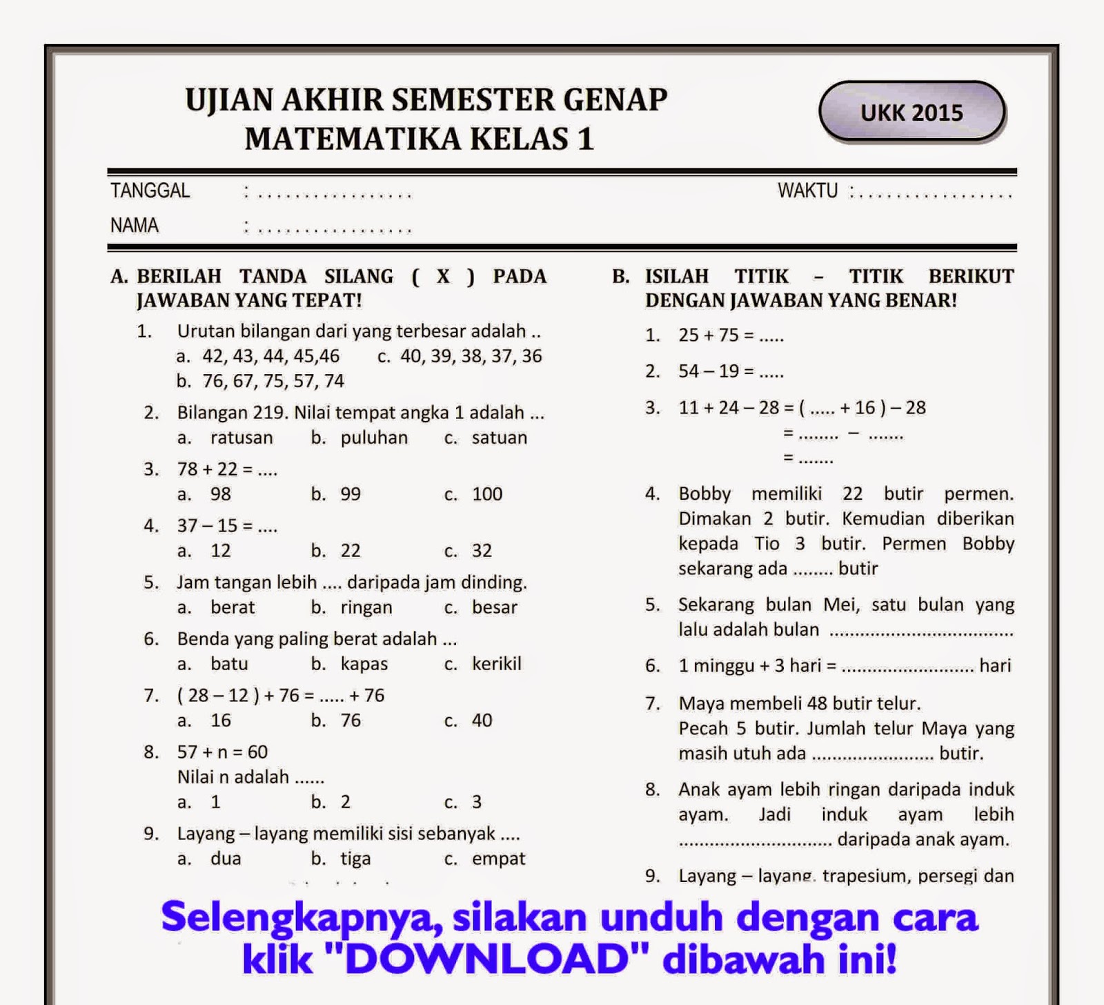 Siap Taklukkan UAS Semester 1 Kelas 6 Inilah Contoh Soal Pilihan Ganda