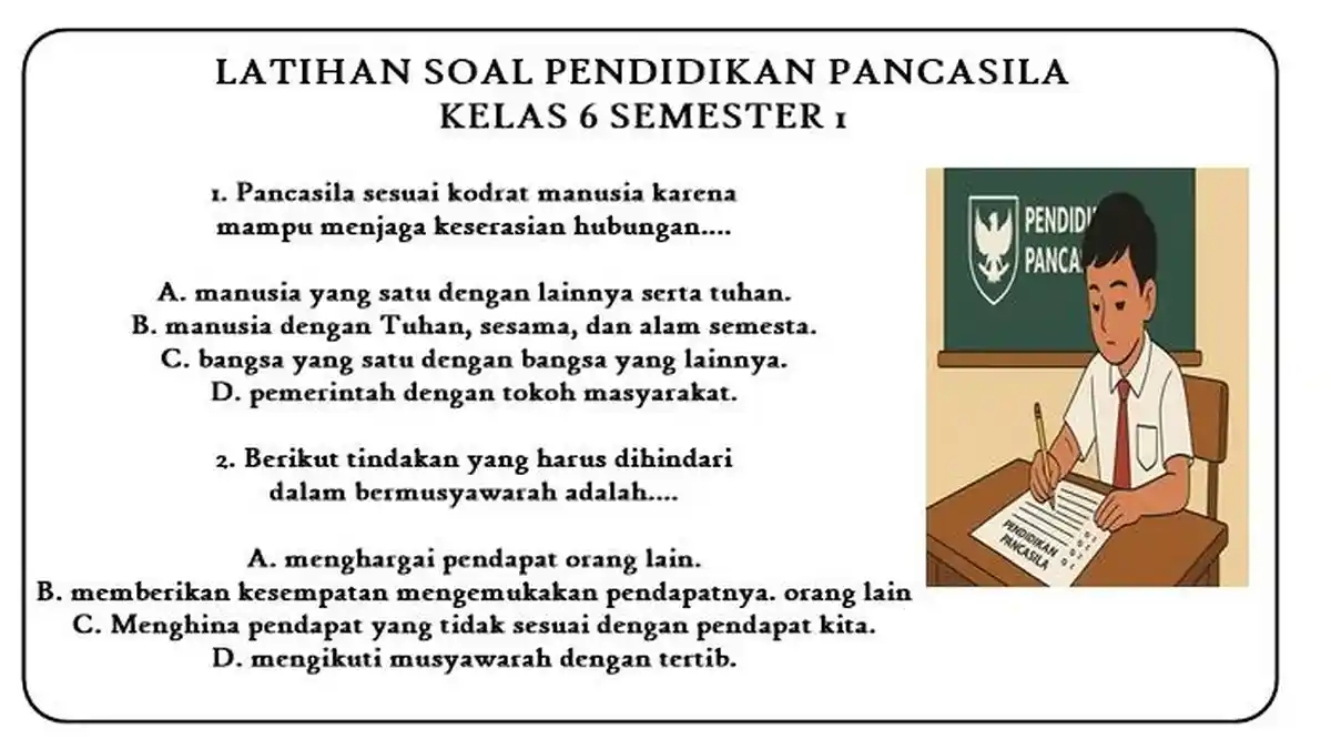 25 Soal SAS Pendidikan Pancasila Kelas 6 Semester 1 Kurikulum Merdeka 25 Soal SAS Pendidikan Pancasila Kelas 6 Semester 1 Kurikulum Merdeka