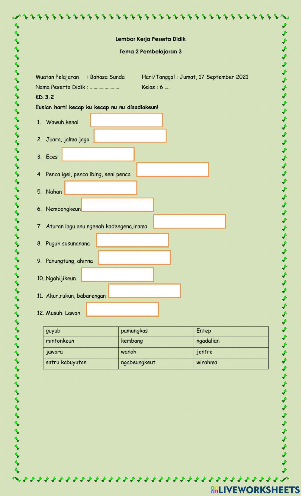 LKPD 3 B Sunda Free Interactive Worksheets 1400873