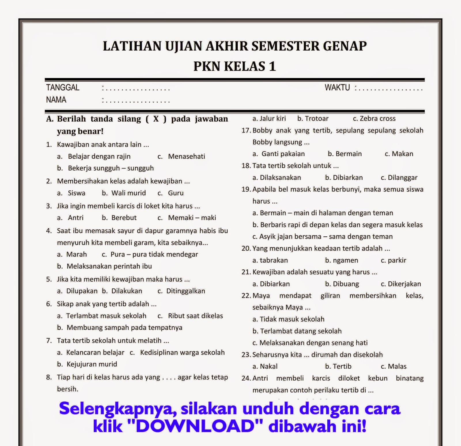Soal Ppkn Kelas 6 Tema 6 - Piffle me Soal Ppkn Kelas 6 Tema 6 - Piffle me
