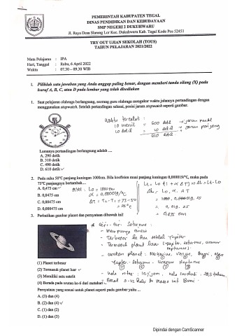 Soal Try Out Ujian Sekolah dan Pembahasan Mapel IPA - siswo22miharjo Soal Try Out Ujian Sekolah dan Pembahasan Mapel IPA - siswo22miharjo