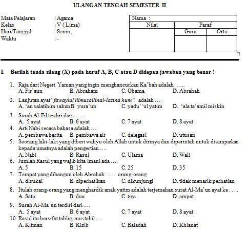 Menyongsong Penilaian Akhir Semester Contoh Soal UAS Agama Kelas 1 Menyongsong Penilaian Akhir Semester Contoh Soal UAS Agama Kelas 1