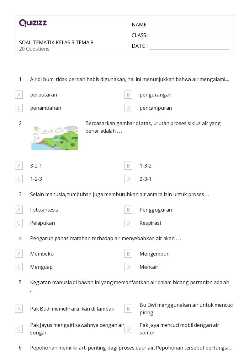 50 lembar kerja Tumbuhan Hewan dan Bumi untuk Kelas 5 di Quizizz