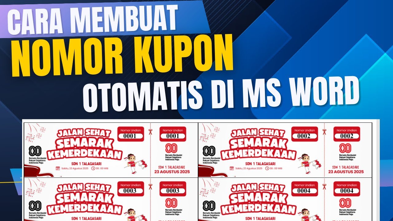 CARA MEMBUAT NOMOR KUPON OTOMATIS DI MS WORD - YouTube