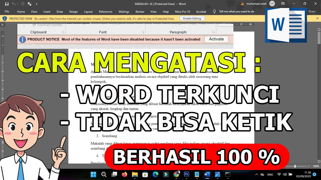 Cara Membuka Microsoft Word yang Terkunci Tidak Bisa Mengetik - YouTube