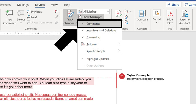 Hide Formatting Changes In Word