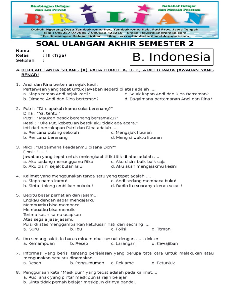 5 Bocoran Soal PAT Bahasa Indonesia Kelas 8 Semester 2 yang Wajib Dikuasai Sebelum Ujian