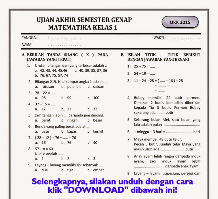 5 Fakta Mengejutkan dari Soal Matematika Kelas 1 Semester 2 yang Selama Ini Salah Dipahami 5 Fakta Mengejutkan dari Soal Matematika Kelas 1 Semester 2 yang Selama Ini Salah Dipahami