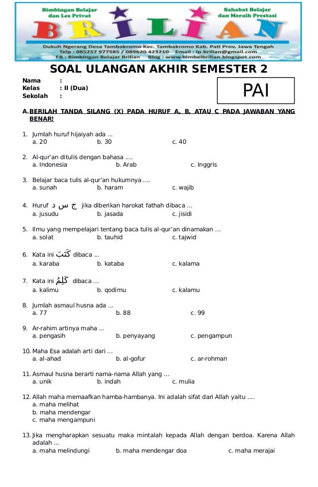 5 Soal PAI Kelas 1 SD Semester 2 yang Wajib Dikuasai Sebelum Ujian Tiba