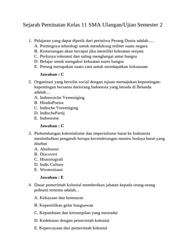 5 Soal Sejarah Kelas 11 Semester 2 Tersulit yang Harus Kamu Kuasai Sebelum Ujian