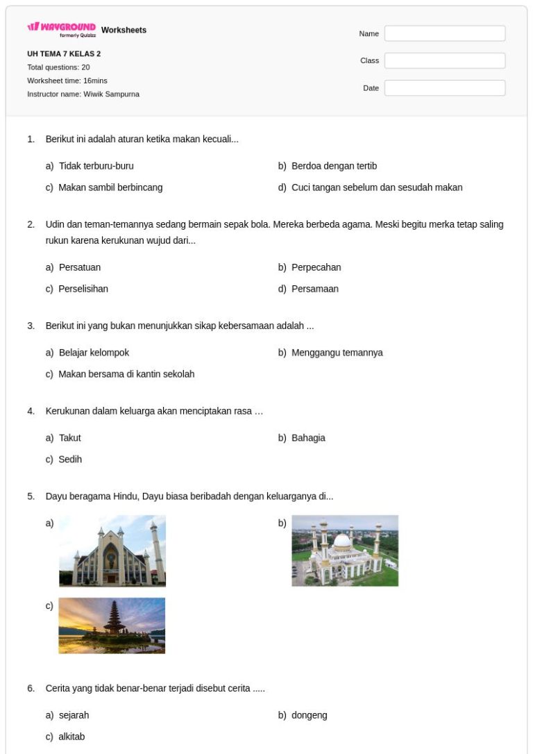 7 Latihan Soal Tema 7 Kelas 2 Semester 2 yang Wajib Dikuasai Sebelum Ulangan 7 Latihan Soal Tema 7 Kelas 2 Semester 2 yang Wajib Dikuasai Sebelum Ulangan
