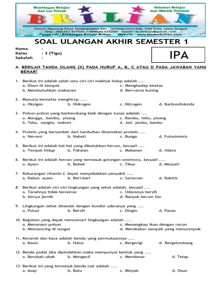 Akhirnya Tersedia! Begini Cara Download Kisi-Kisi Soal Kelas 3 Semester 1 yang Paling Lengkap