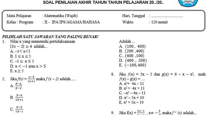 Ternyata Ini Dia Kumpulan Contoh Soal MTK Peminatan Kelas 10 Semester 2 yang Paling Sering Muncul di Ujian 2026