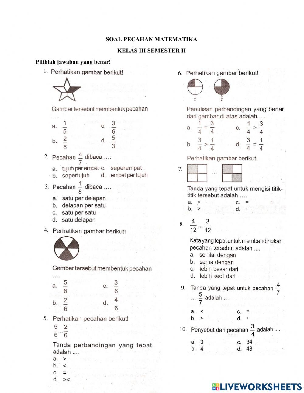 Mengasah Kemampuan Matematika Contoh Soal UKK Matematika Kelas 3 KTSP Mengasah Kemampuan Matematika Contoh Soal UKK Matematika Kelas 3 KTSP