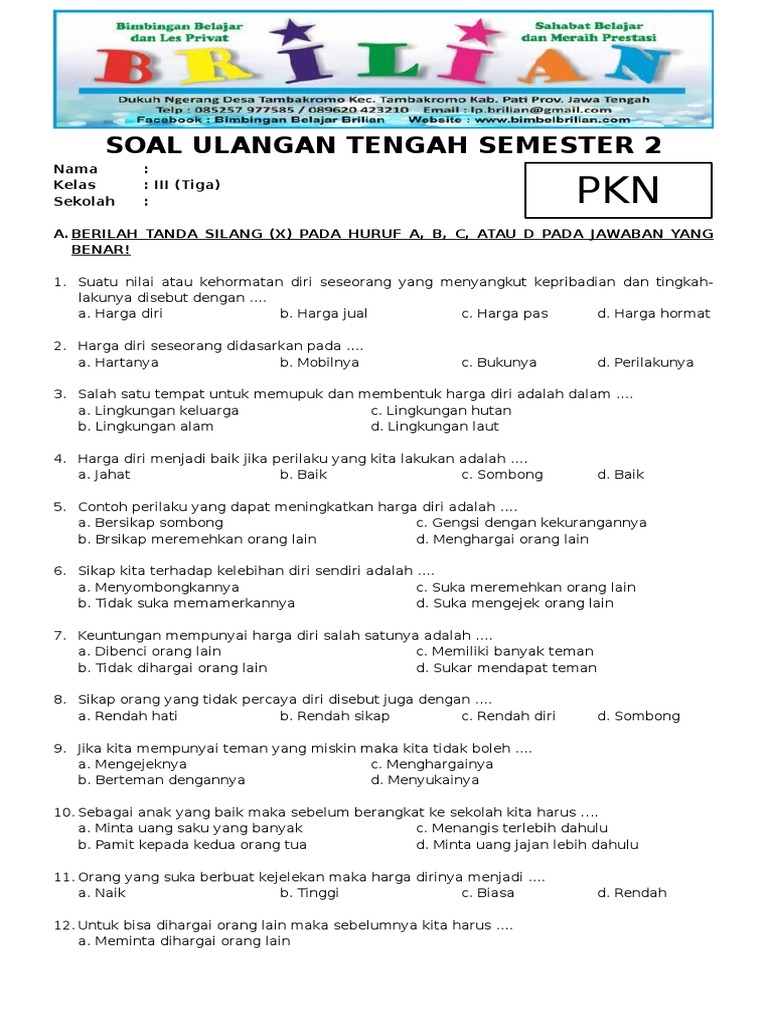 7 Rahasia Menguasai Contoh soal uts semester 2 kelas 3 sd kurikulum 2013 Lulus PTS 2026