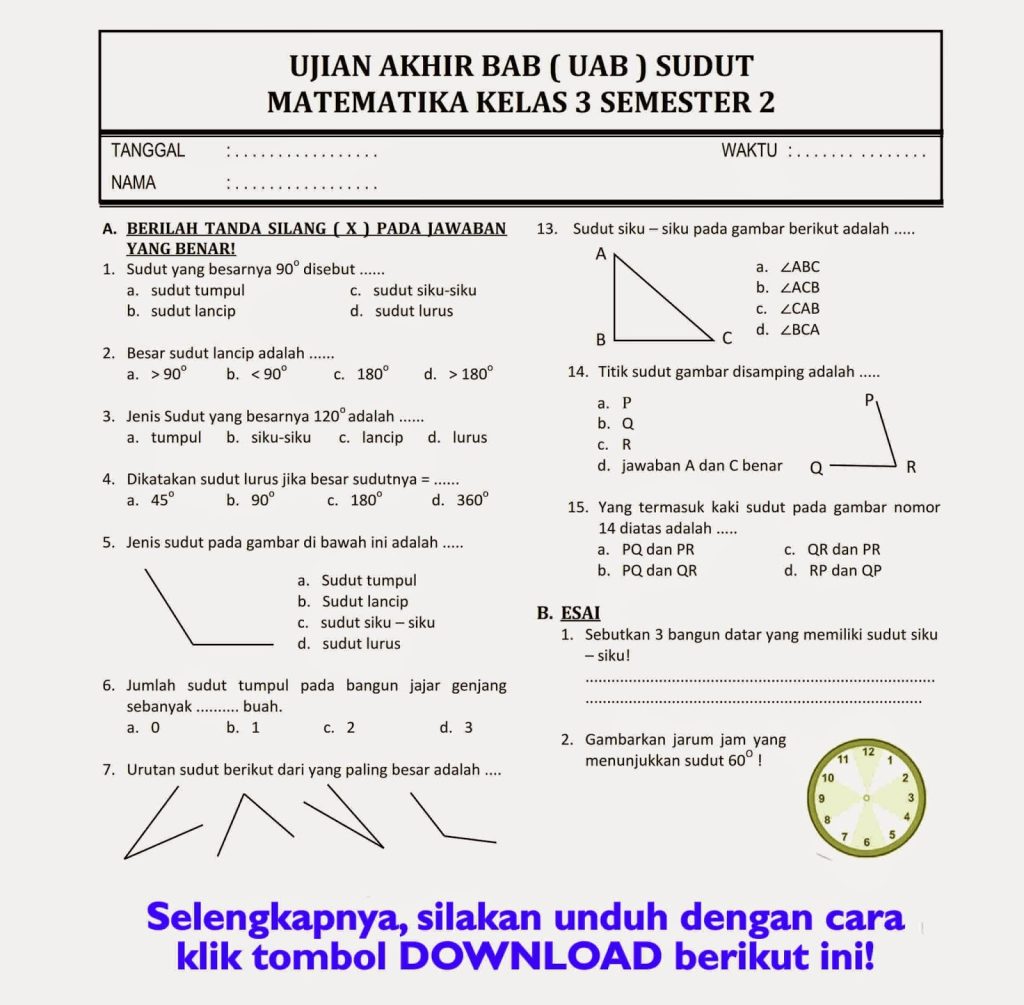 Akhirnya Terungkap, Download Kumpulan Soal Kelas 3 Semester 2 2017 Siap Cetak untuk Latihan Harian