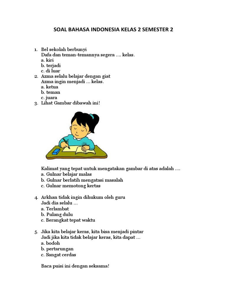 Belajar Bahasa Indonesia Kelas 2 SD Makin Seru dengan Contoh Soal Modifikasi yang Wajib Dicoba Orang Tua di Tahun 2026