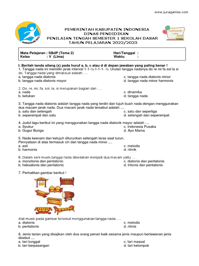 Soal SBdP Kelas 5 Semester 1 PDF Seni Disiplin Bahasa Kajian Soal SBdP Kelas 5 Semester 1 PDF Seni Disiplin Bahasa Kajian