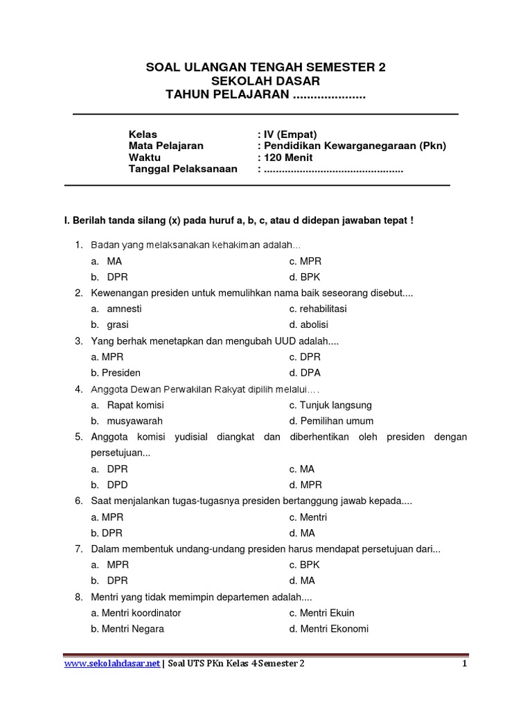 Contoh Soal UAS PKN Kelas 4 Semester 2 Terbaru 2026, Wajib Tahu 7 Materi Ini Sebelum Ujian