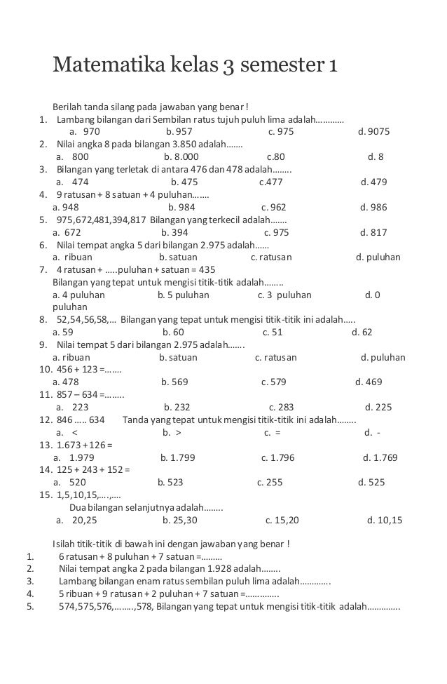Download Kumpulan Soal Matematika Kelas 3 SD Kurikulum 2013 Terbaru 2026 yang Wajib Dimiliki Orang Tua