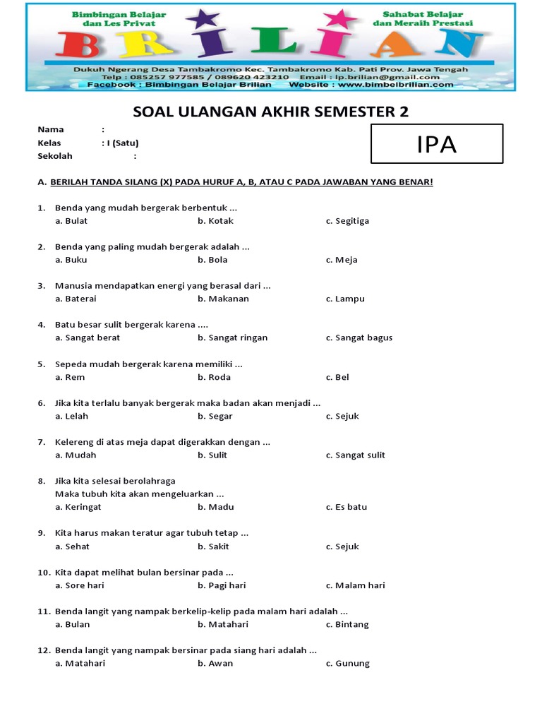 Rahasia 5 Contoh Soal Ujian IPA Kelas 1 SD yang Bikin Anak Paham Sebelum Ujian