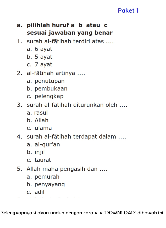 Rahasia Terungkap! contoh soal ujian kelas 1 sd pendidikan agama islam untuk Siap Ujian