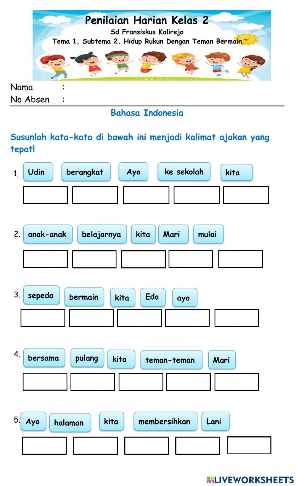 Kumpulan Soal Bahasa Inggris Kelas 3 Worksheet English Worksheets For Kumpulan Soal Bahasa Inggris Kelas 3 Worksheet English Worksheets For