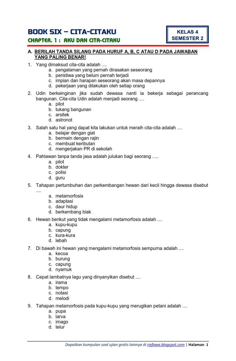 7 Contoh Soal-Soal Kelas 4 SD Tema 6 Persiapan OMI 2026 yang Jarang Diketahui