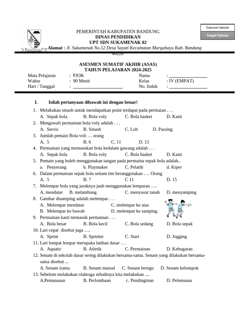7 Rahasia Menguasai contokh soal uas materi pjok kelas 4 sd yang Jarang Diketahui