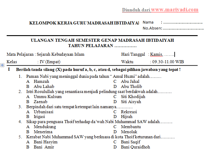 Terbukti Rahasia Contoh Soal UTS SKI Kelas 3 MI yang Bikin Nilai Naik Sebelum Ujian 2026 Terbukti Rahasia Contoh Soal UTS SKI Kelas 3 MI yang Bikin Nilai Naik Sebelum Ujian 2026