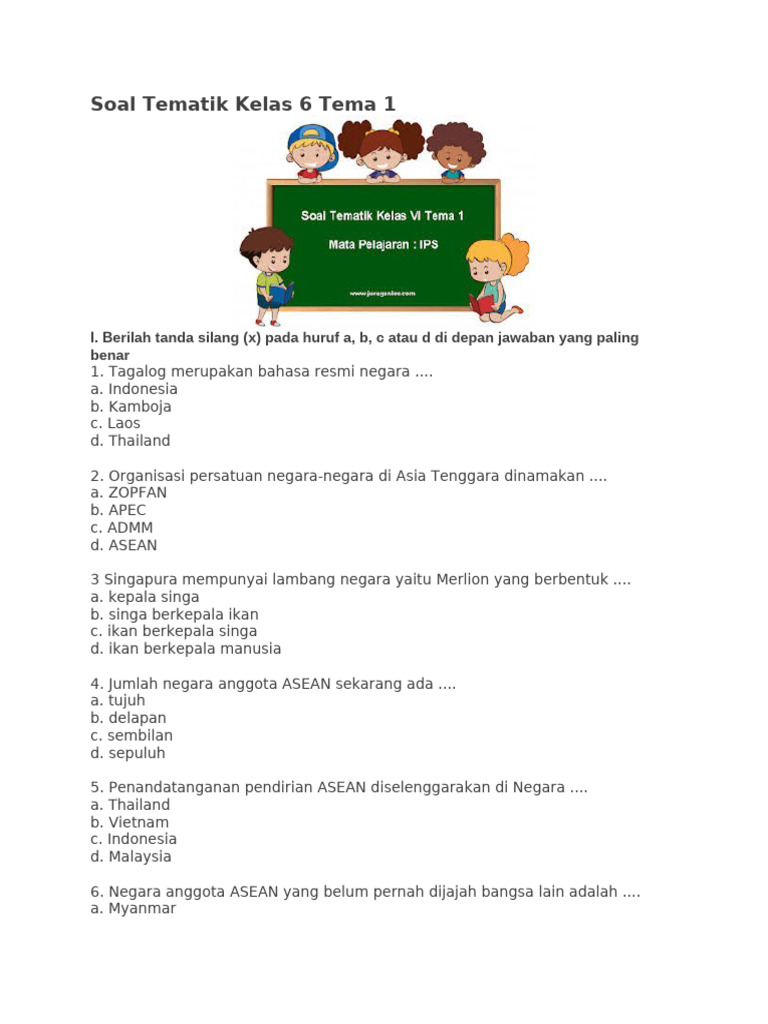 Bocoran Soal Tematik Kelas 6 Tema 3 Subtema 1 Ternyata Sangat Penting Diketahui