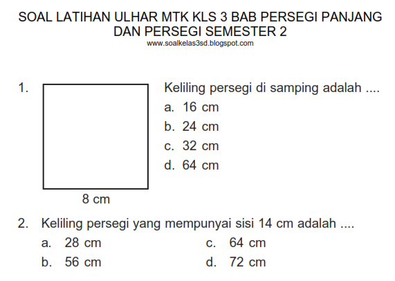 Rahasia Cepat Jawab Soal Pilihan Ganda Tentang Persegimatematika Kelas 4 Ini Wajib Tahu