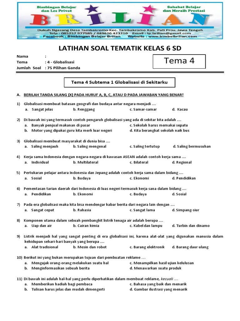 Rahasia Skor Tinggi dengan Latihan Soal Tematik Kelas 6 Tema 4 Sub 3 Terbaru