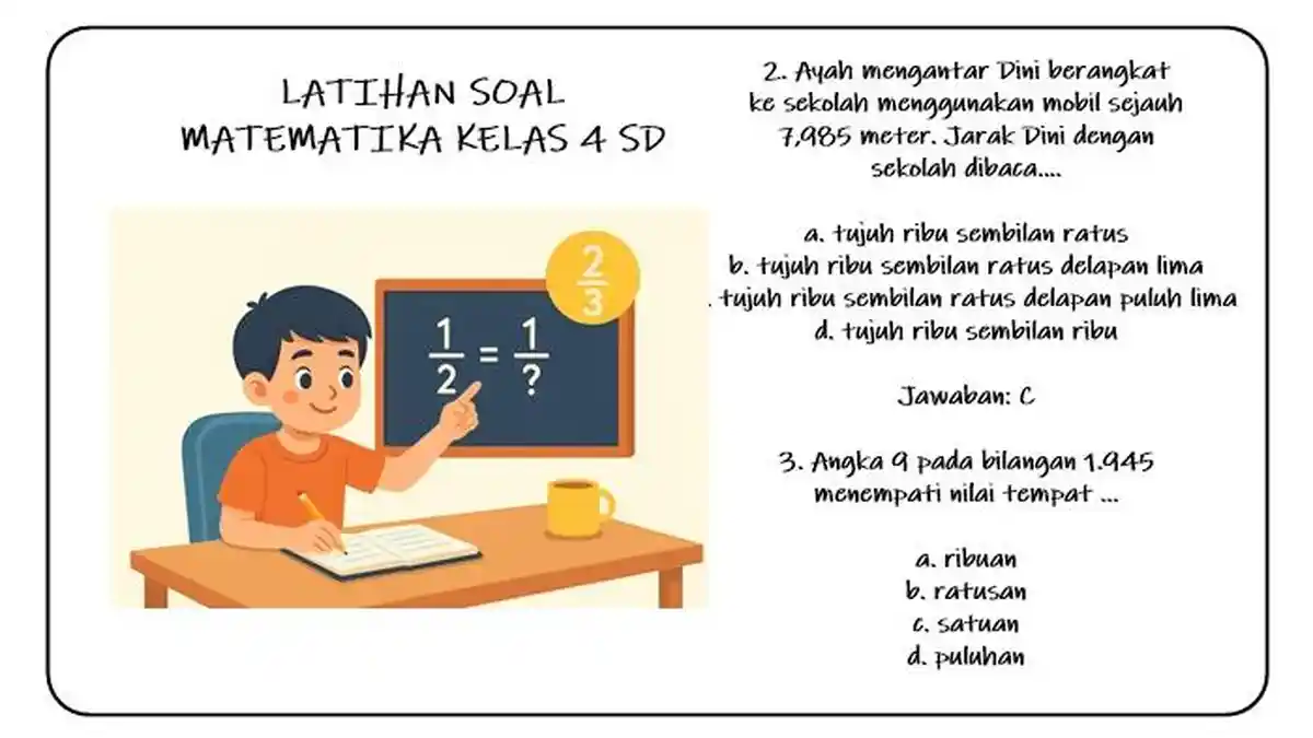 Ternyata Ini Kumpulan Soal Pilihan Matematika Kelas 4 dan Jawabannya Paling Akurat