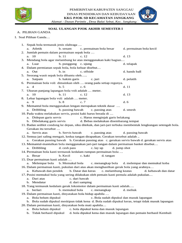 Wajib Tahu! Bocoran Soal PJK Kelas 4 Semester 1 Agar Nilai Ujian Langsung Melejit Wajib Tahu! Bocoran Soal PJK Kelas 4 Semester 1 Agar Nilai Ujian Langsung Melejit