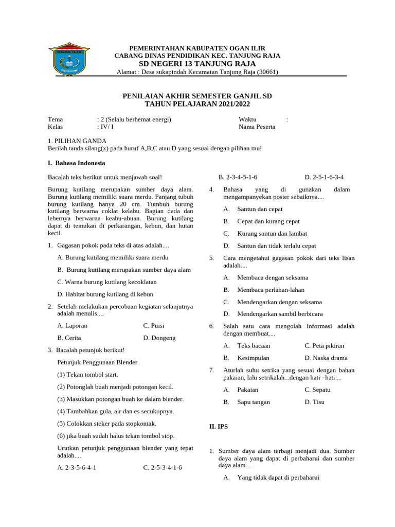 Wajib Tahu Bocoran Soal Tema 2 Kelas 4 Revisi Terbaru Agar Nilai Ujian Langsung Meroket