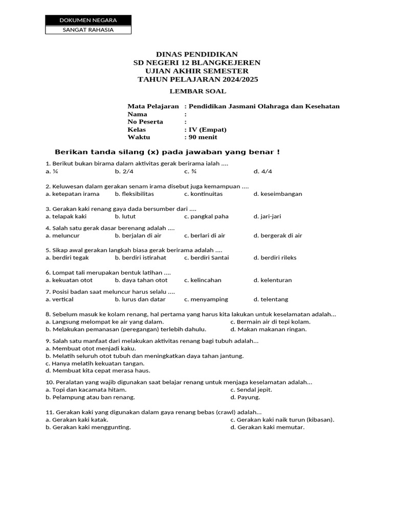 Wajib Tahu! Inilah Kumpulan soal pjok k 13 kelas 4 sd semester 2 Terlengkap Wajib Tahu! Inilah Kumpulan soal pjok k 13 kelas 4 sd semester 2 Terlengkap