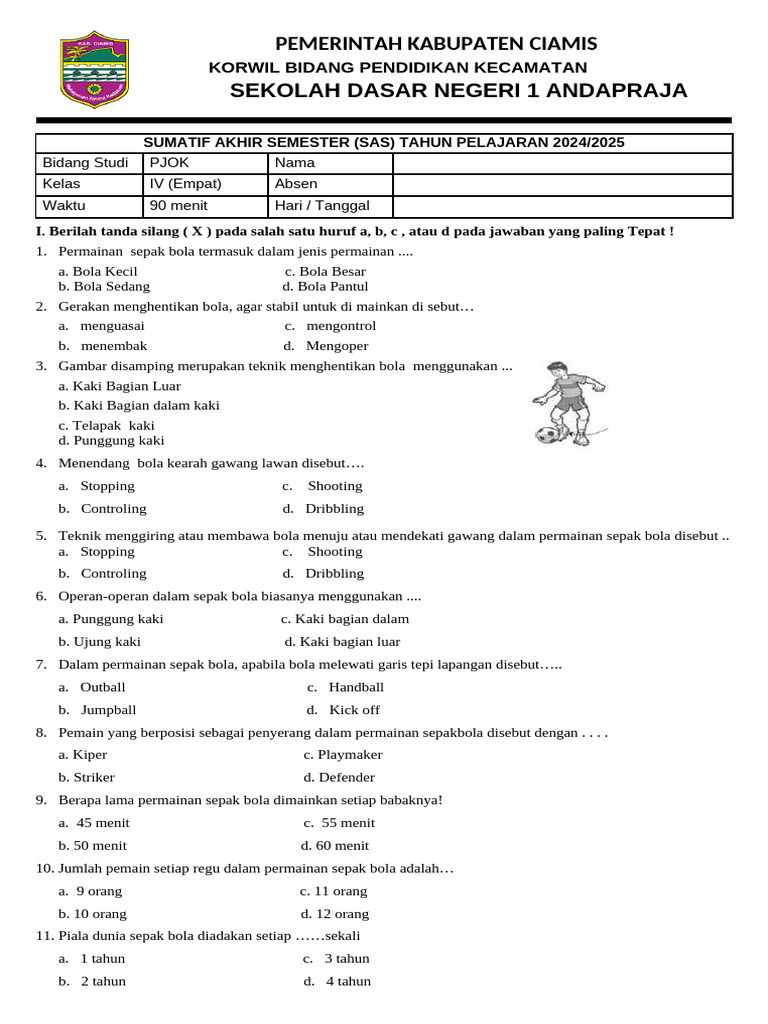 Wajib Tahu! Kumpulan Soal PJOK K13 Kelas 4 Semester 1 Terbaru Untuk Persiapan Ujian Wajib Tahu! Kumpulan Soal PJOK K13 Kelas 4 Semester 1 Terbaru Untuk Persiapan Ujian